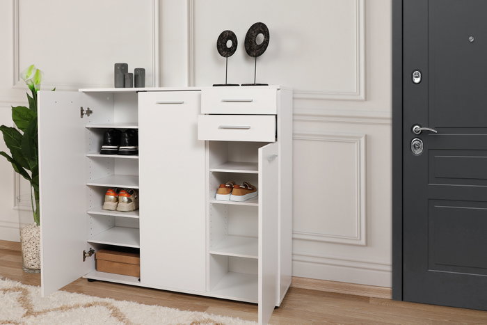 Hanah Home Zapatero Blanco con Dos Cajones